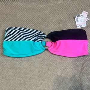 Vintage Bongo strapless neon swim top fully lined size medium NWT retro 90’s